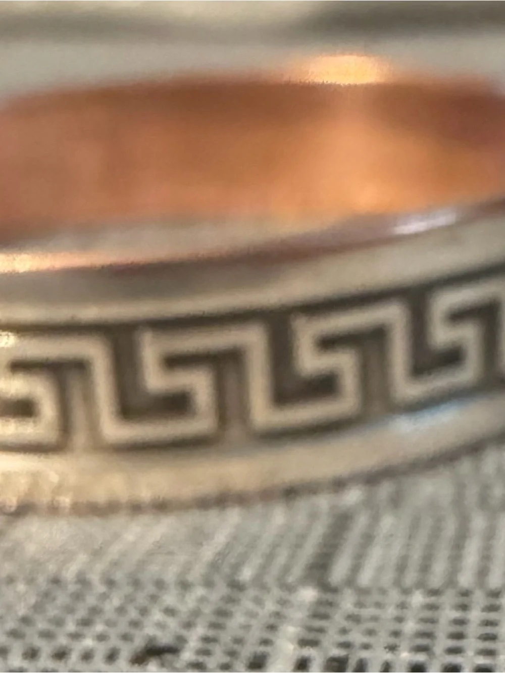 Sabona engraved metallic ring in mixed silver and rose gold tones